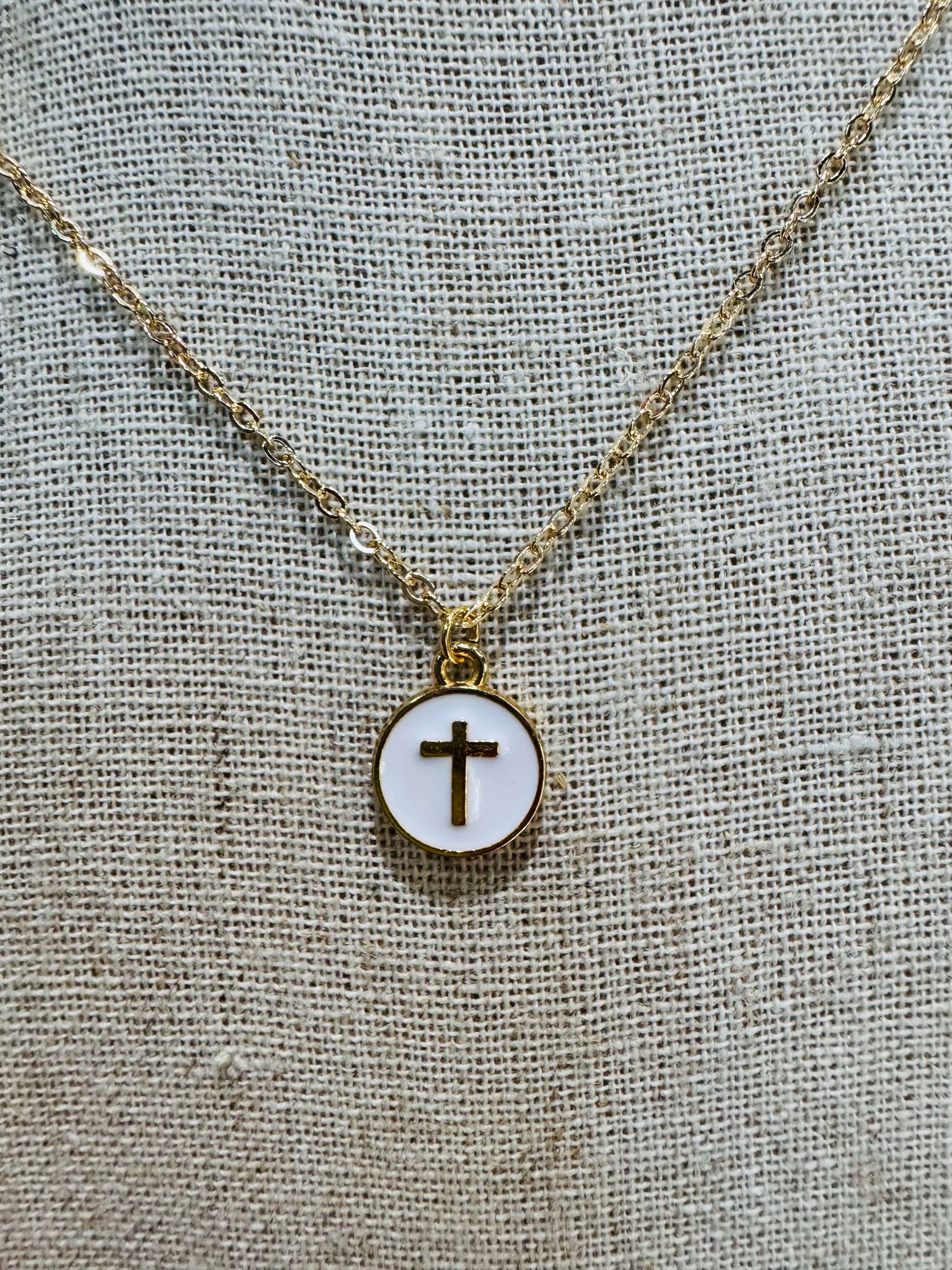 COLORFUL CROSS NECKLACE-WHITE