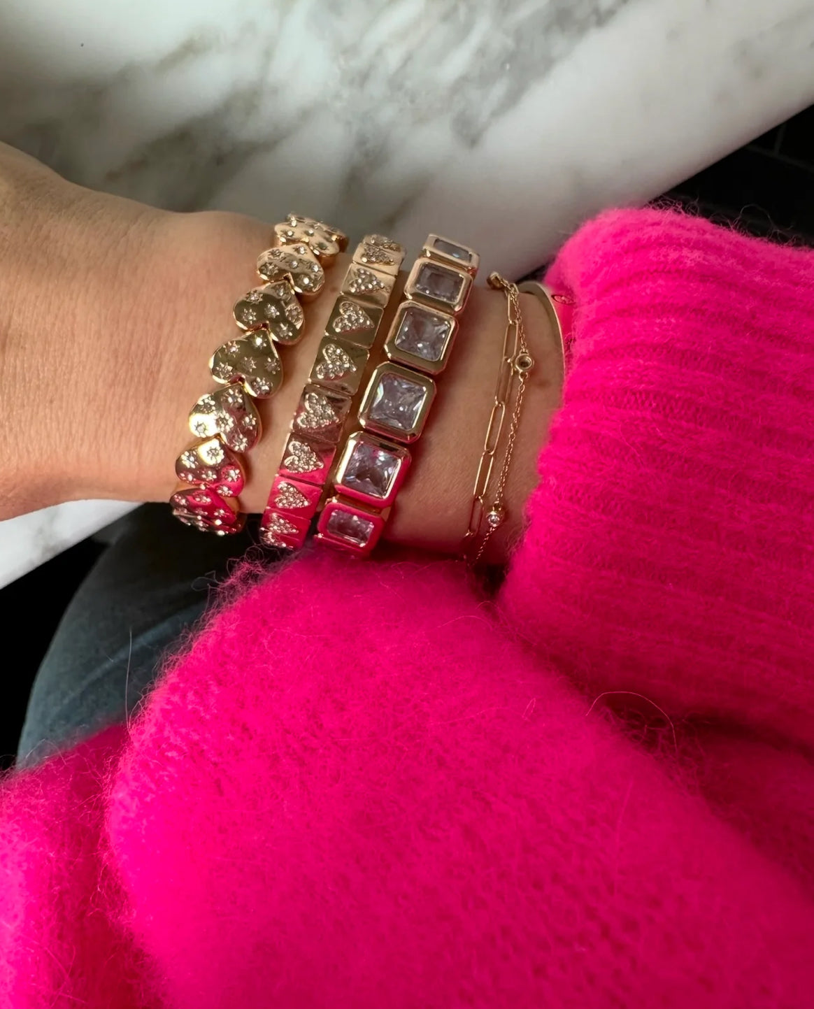 SPARKLEY YELLOW HEARTS BRACELET