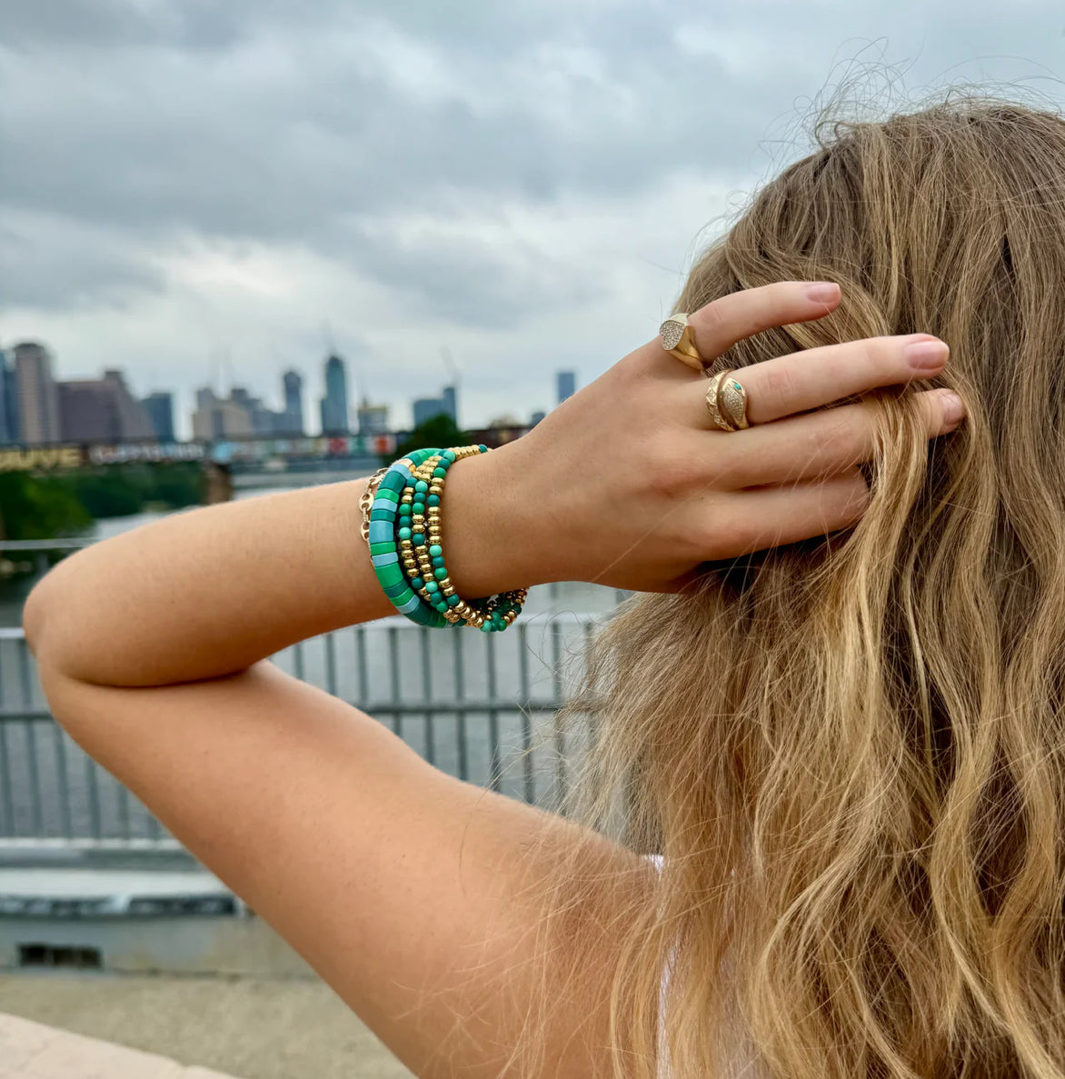 JADE BEADED STACK BRACELET