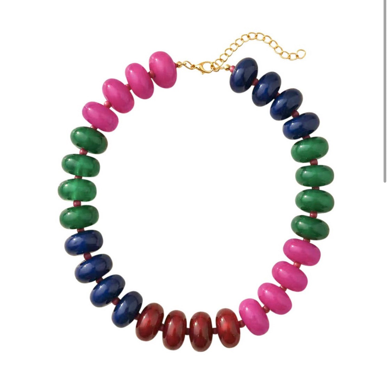 CARISSA BEADED NECKLACE-PINK NAVY MIX