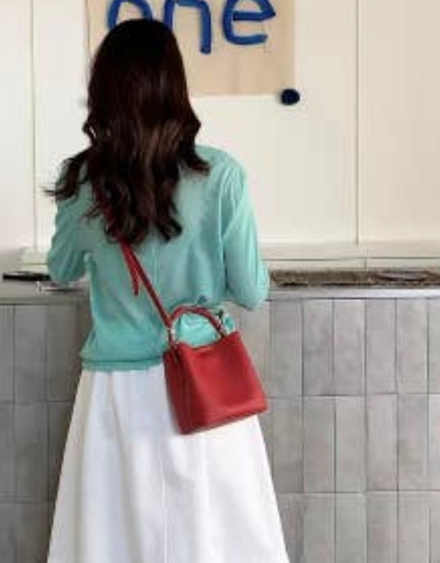 TOP HANDLE MICROFIBER LEATHER CROSSBODY-RED