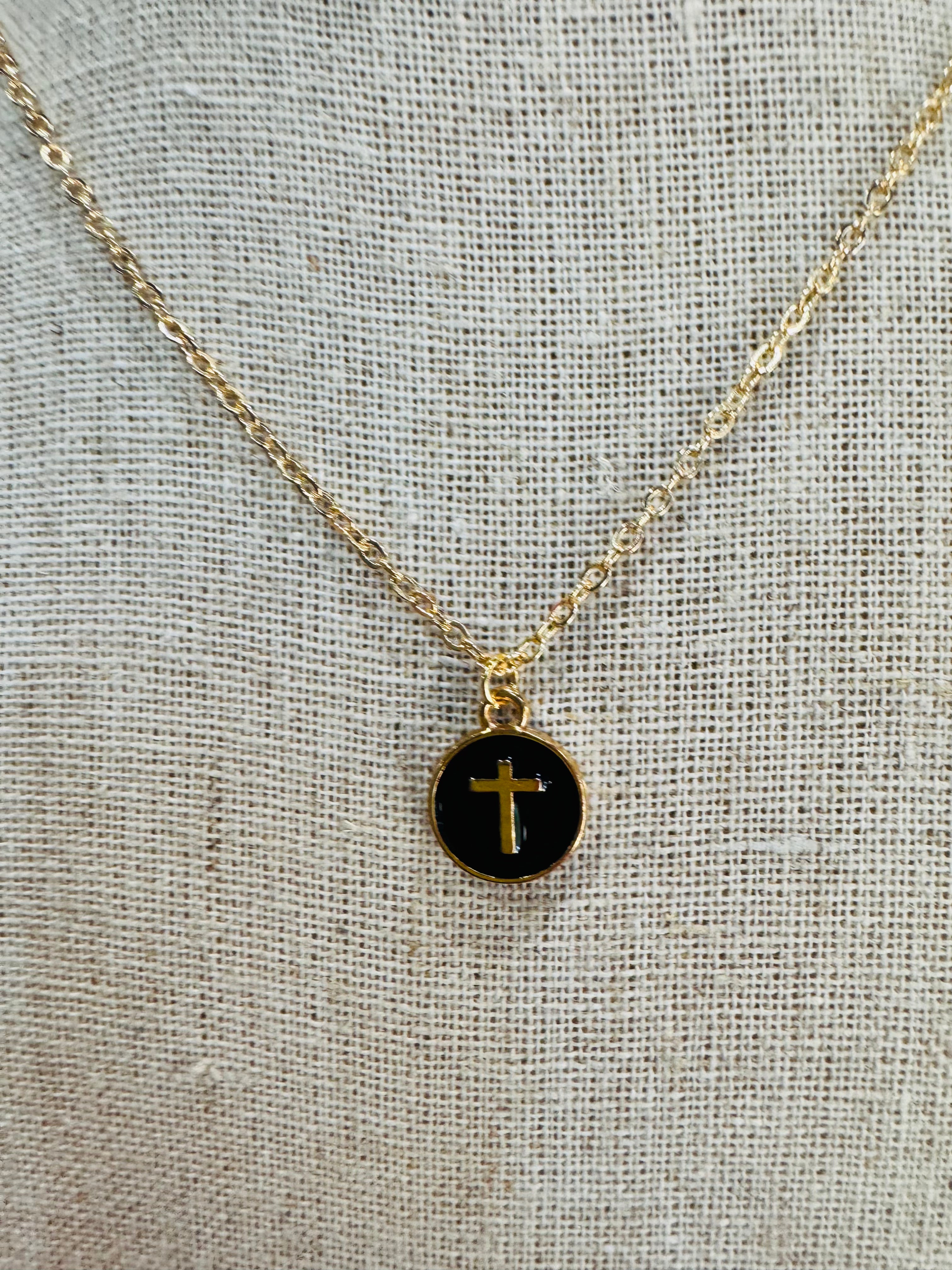 COLORFUL CROSS NECKLACE-BLACK