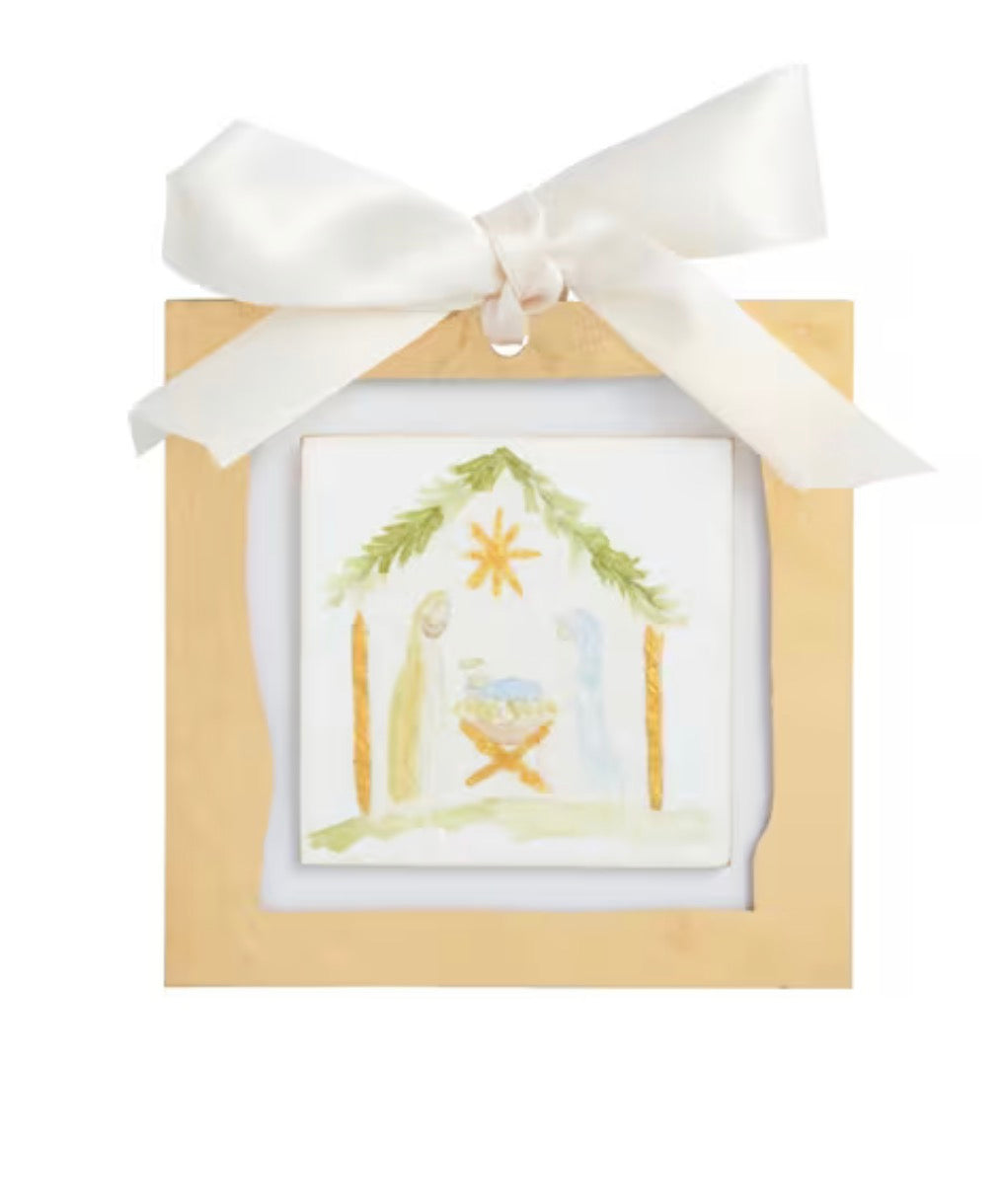 NATIVITY GOLD PAINTED ORNAMENT