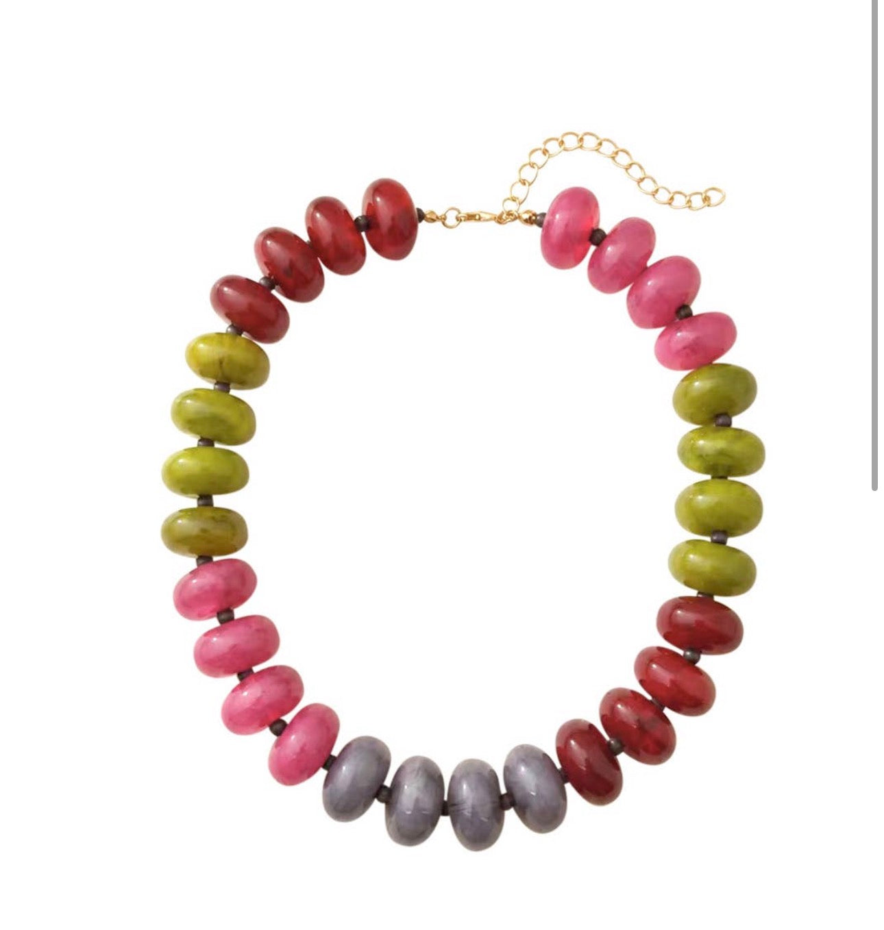 CARISSA BEADED NECKLACE-PINK GREY MIX
