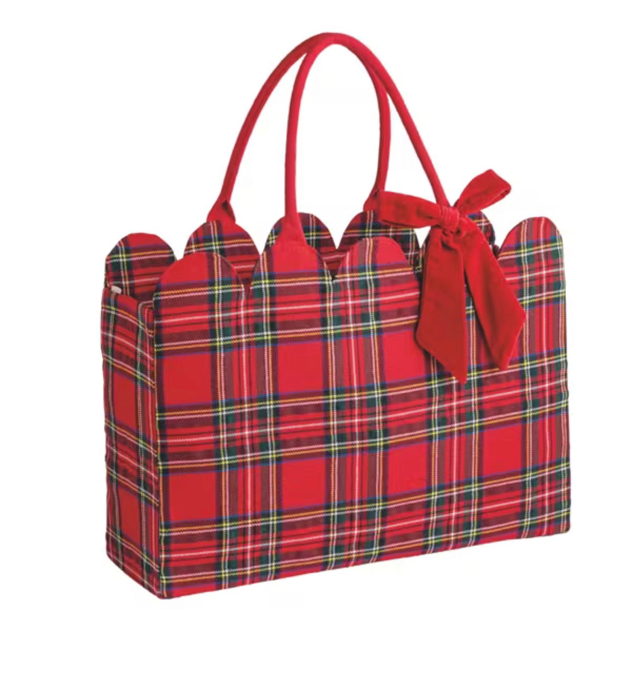 RED TARTAN PLAID TOTE  BAG