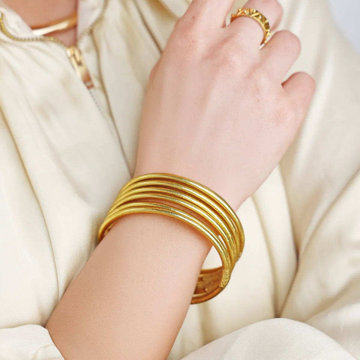 AURA GOLD LUMINE ALL WEATHER BANGLES (SET OF 6)