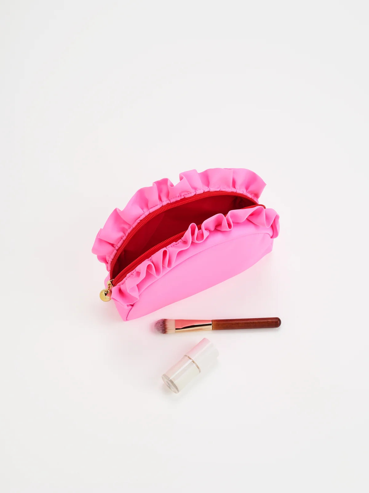 PINK RUFFLE ZIP POUCH-SMALL
