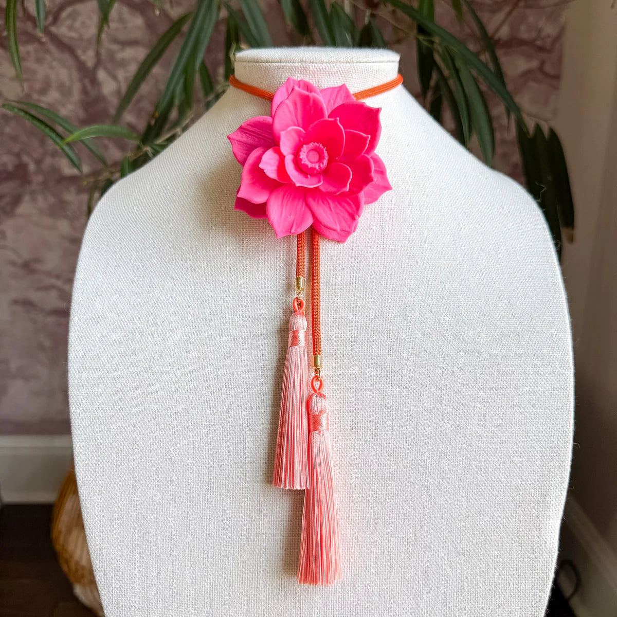 LOTUS FLOWER BOLO-PINK/SOLAR ORANGE/PEACH