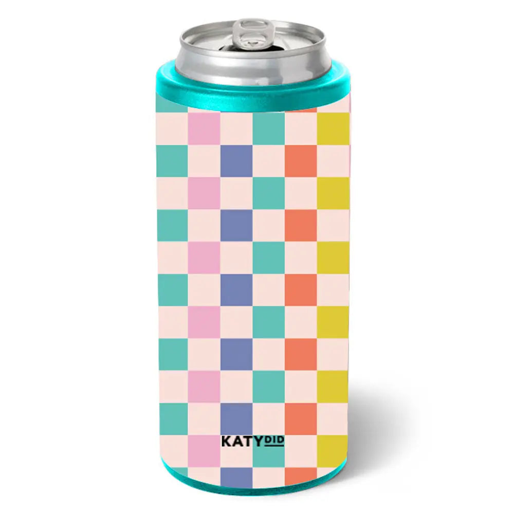 MULTICOLORED CHECKERED CAN COOLER