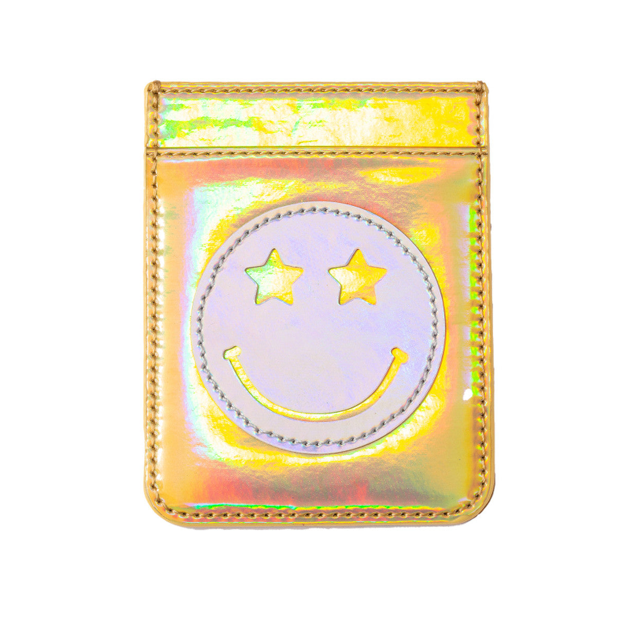GOLD W/SILVER SMILEY FACE PHONE WALLET