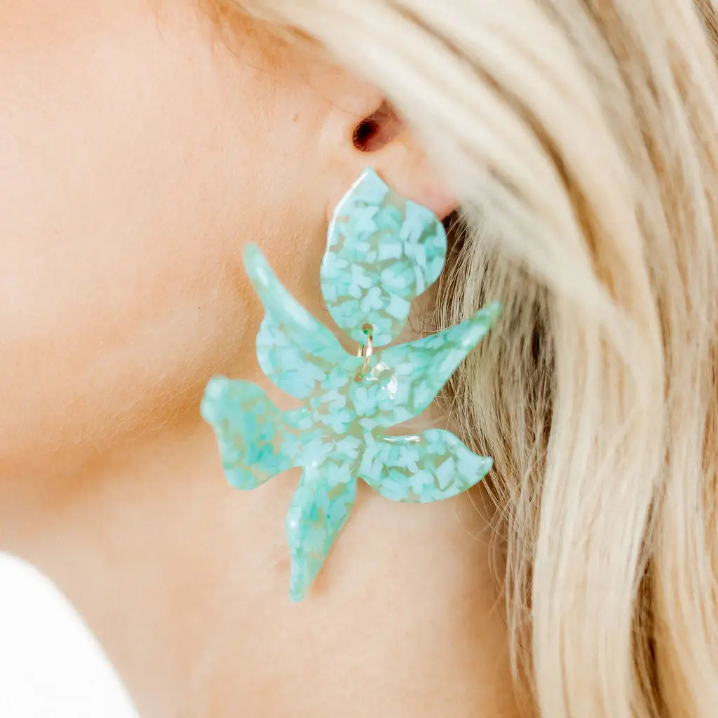 FLORA STATEMENT EARRINGS-AQUAMARINE