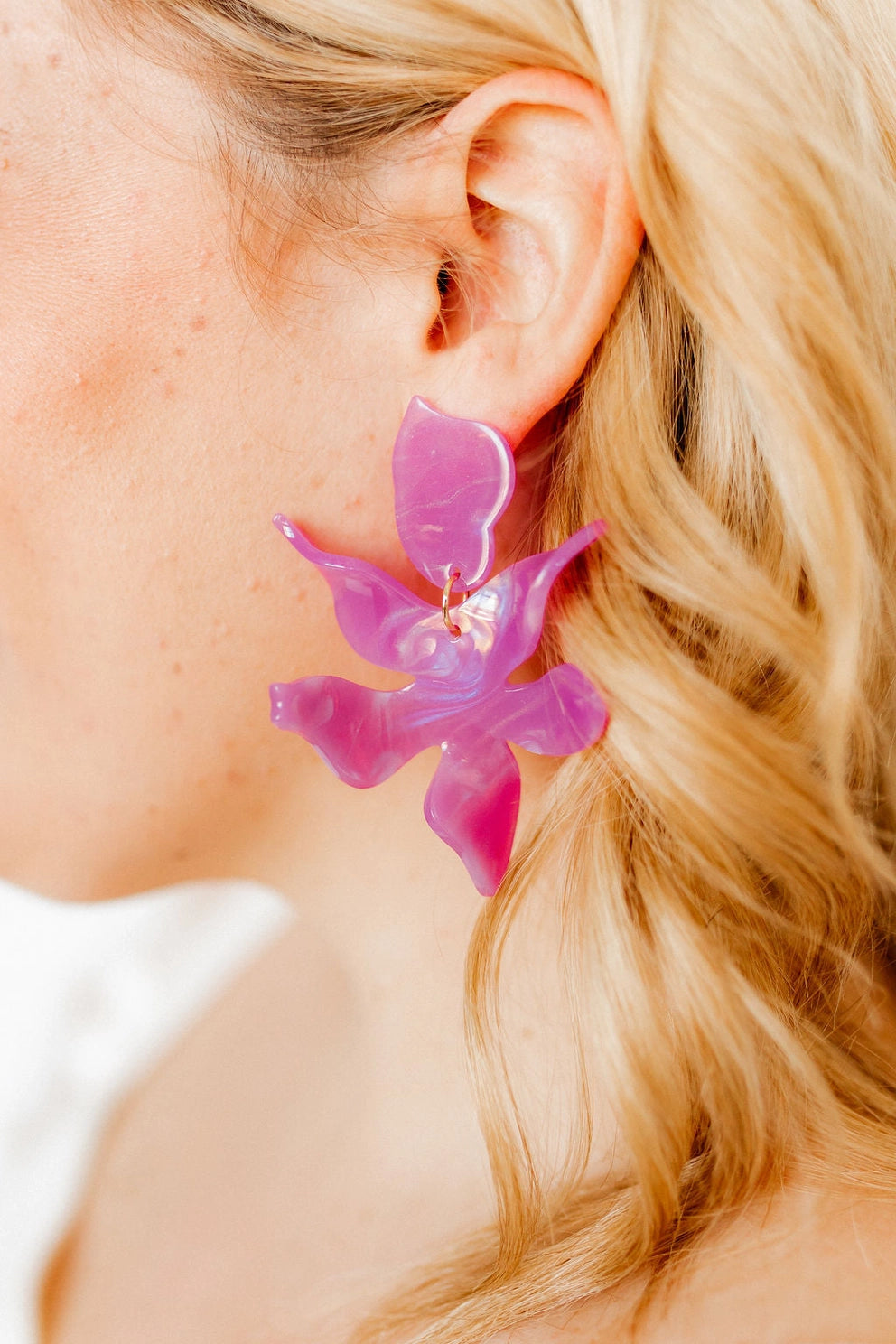 FLORA STATEMENT EARRING-ORCHID