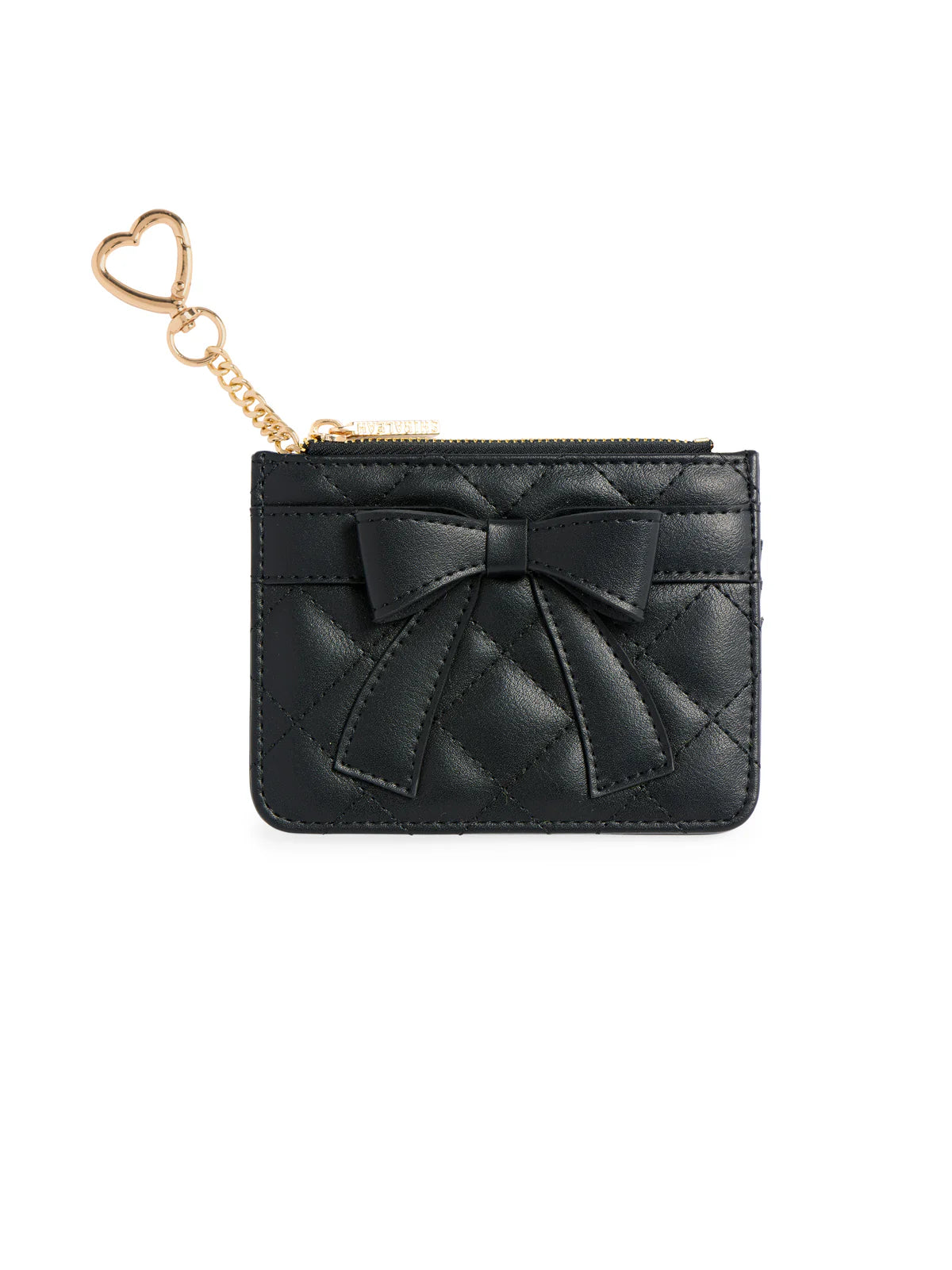 QUILTED BOW CARD CASE-BLACK