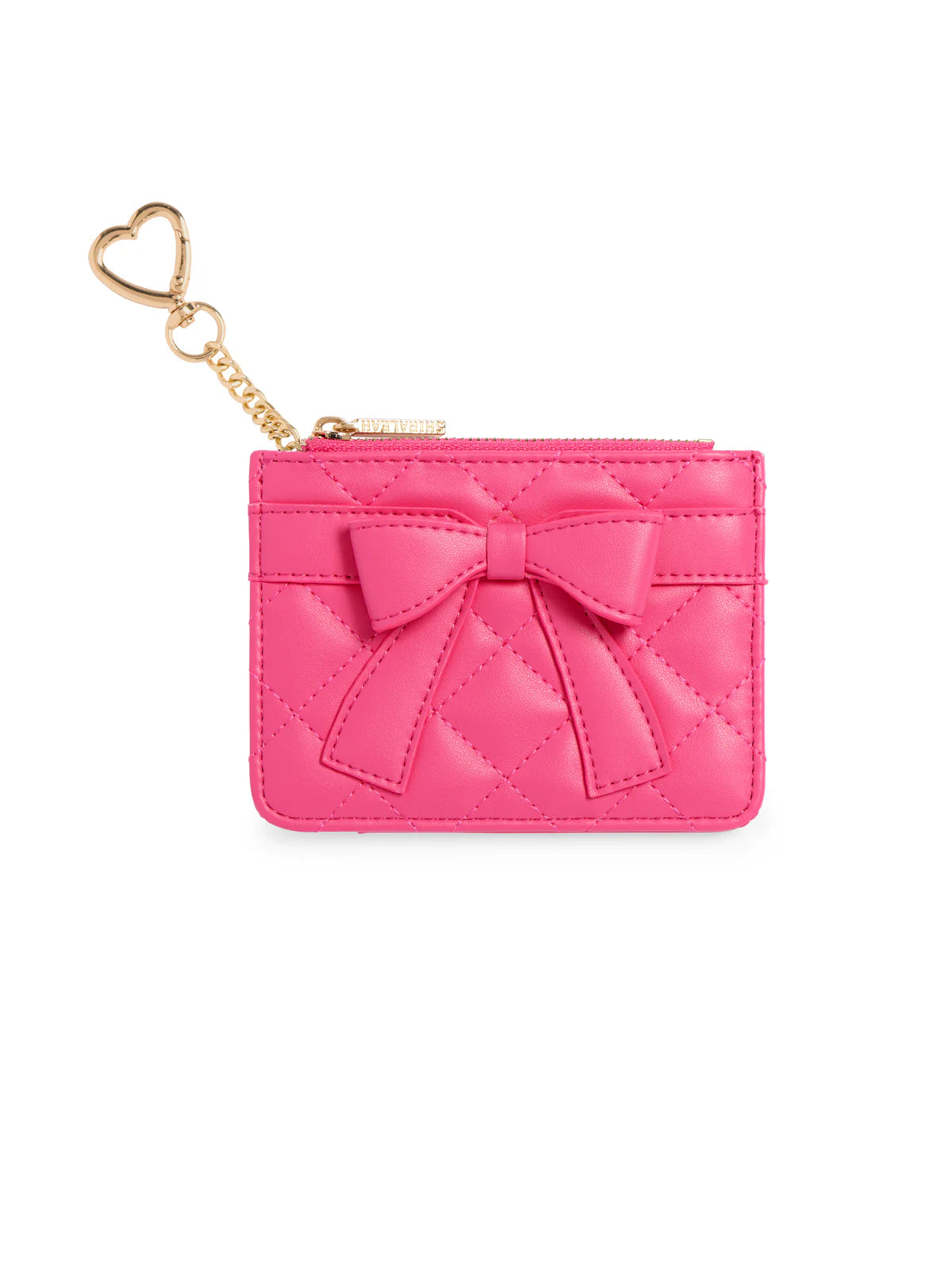 QUILTED BOW CARD CASE-PINK