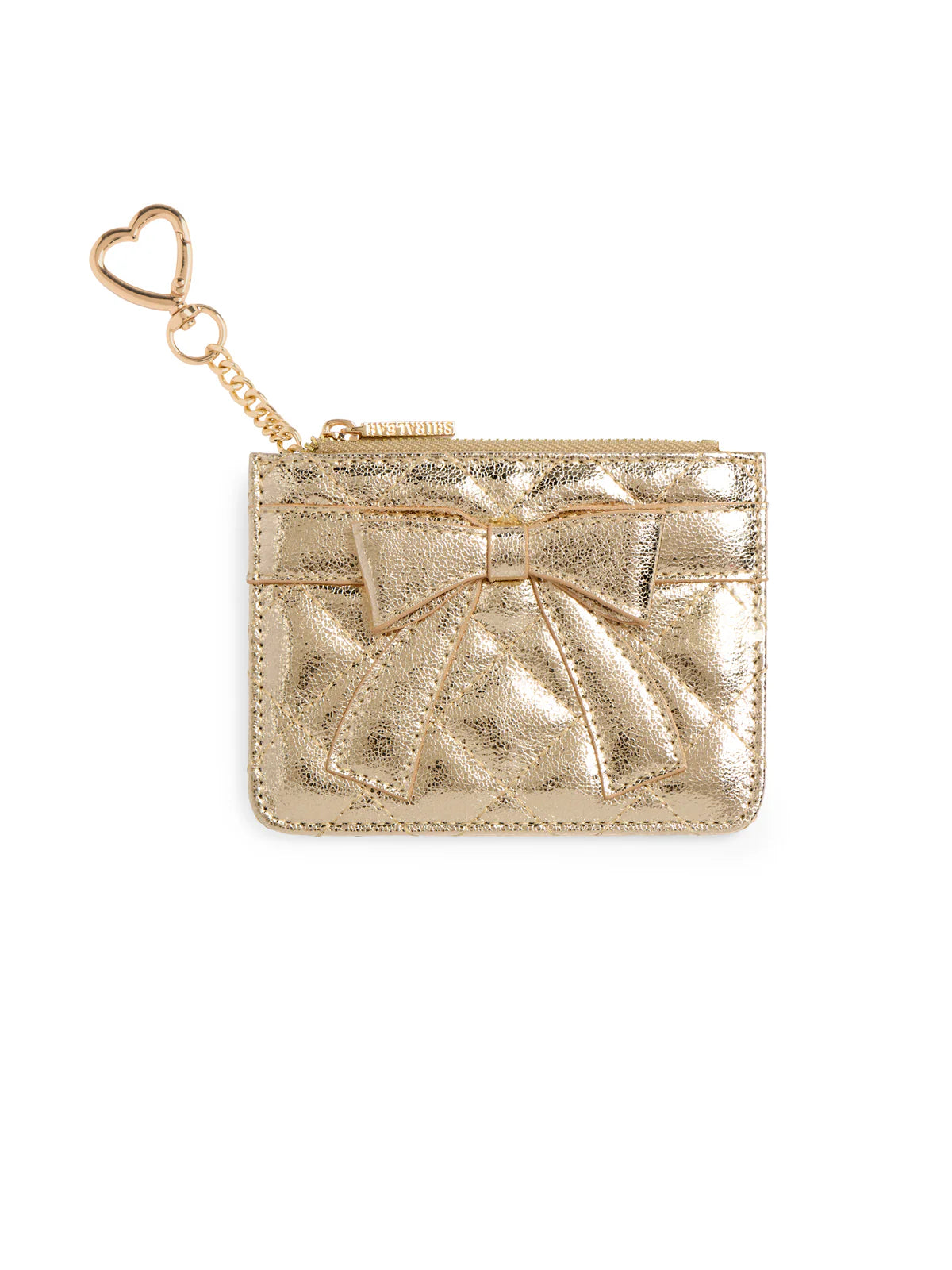 QUILTED BOW CARD CASE-GOLD