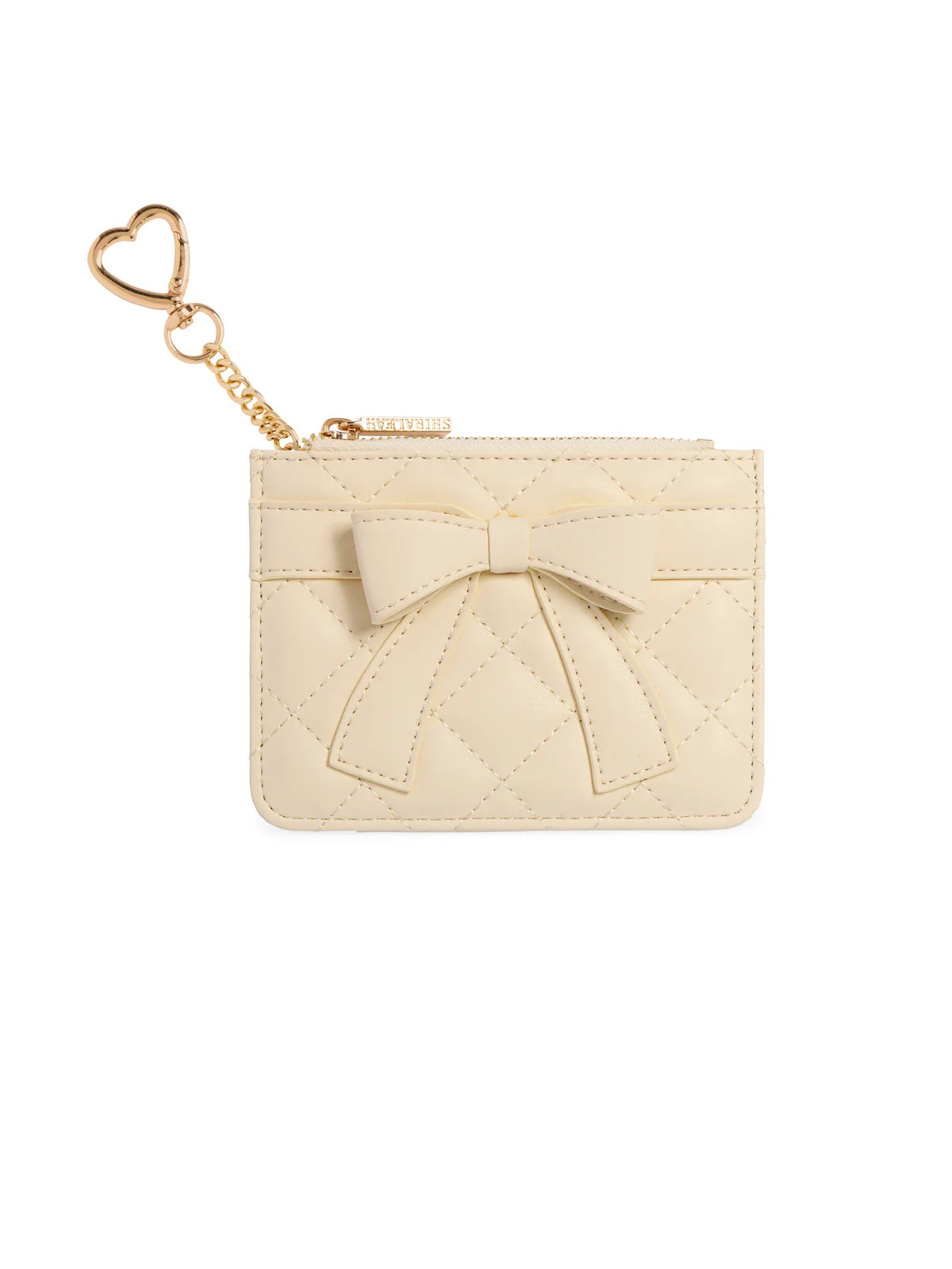 QUILTED BOW CARD CASE-IVORY