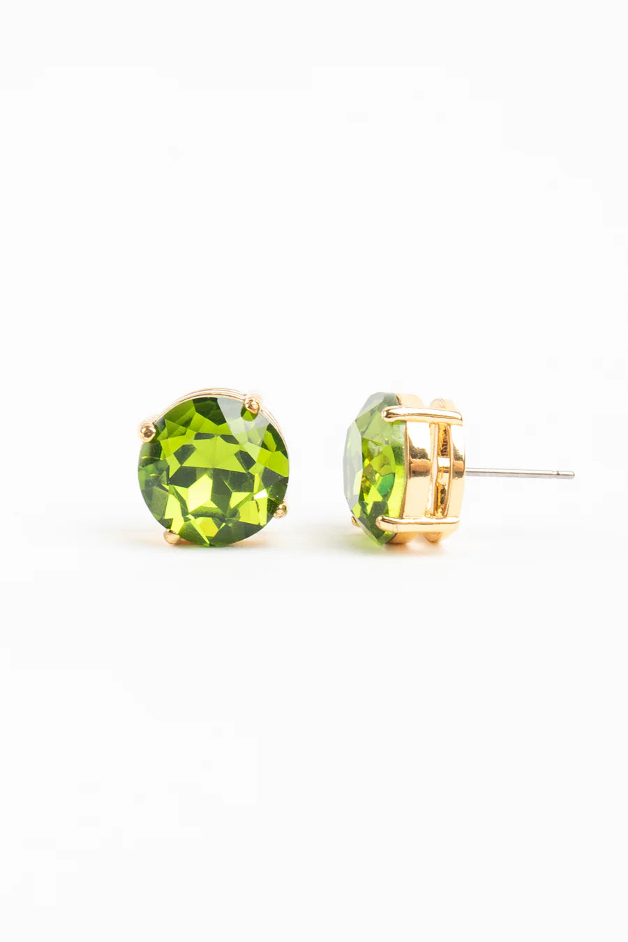 CLEO BOXED CRYSTAL POST EARRINGS-OLIVE
