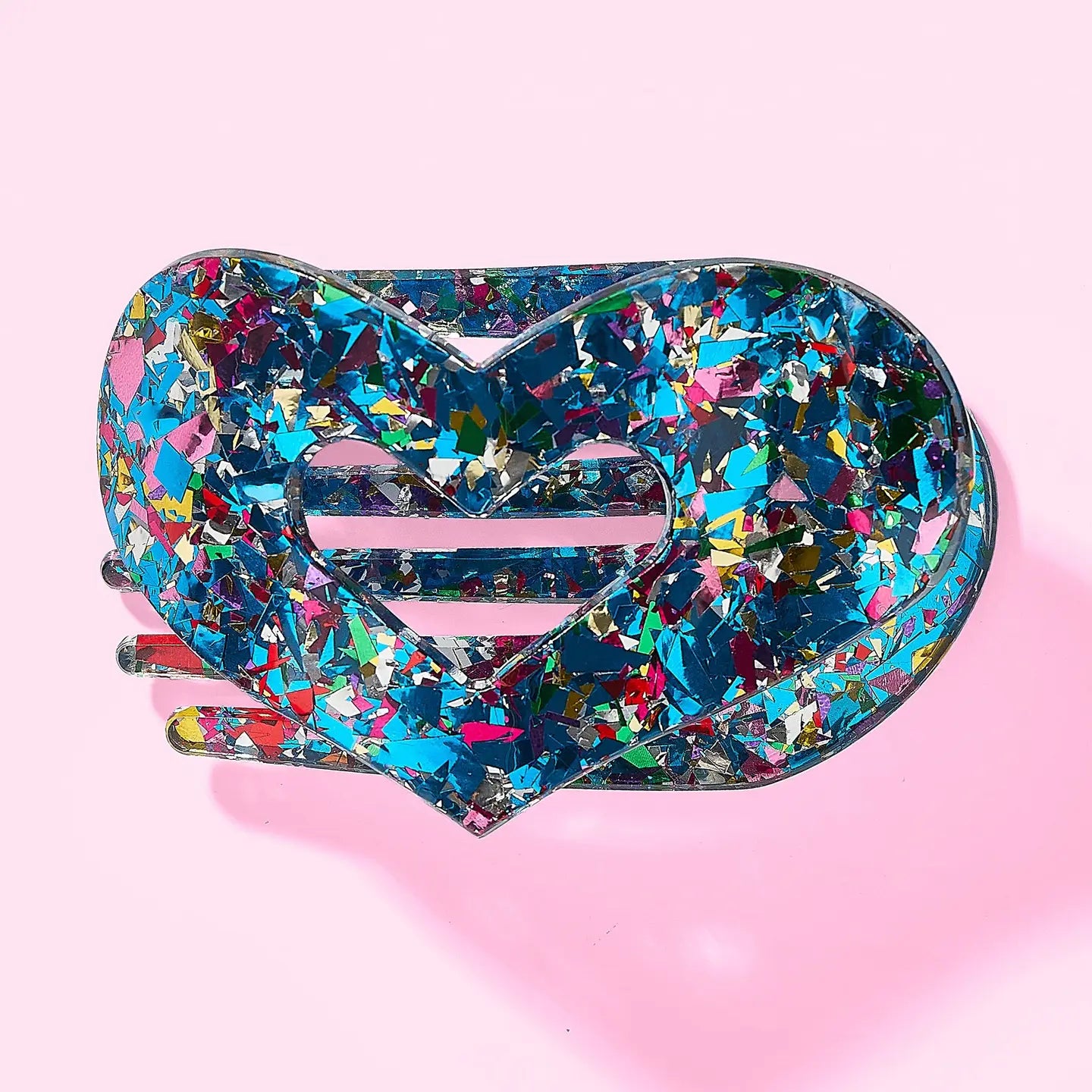 BLUE CONFETTI HEART HAIR CLIP