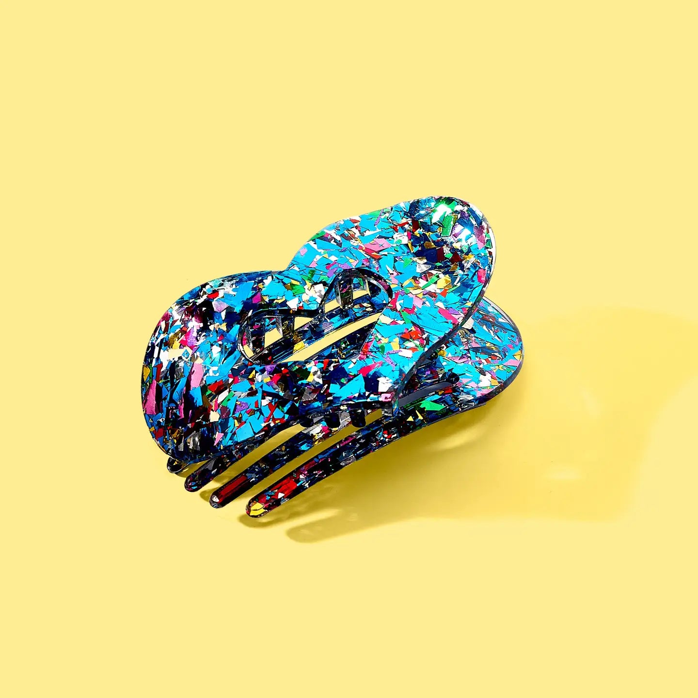 BLUE CONFETTI HEART HAIR CLIP