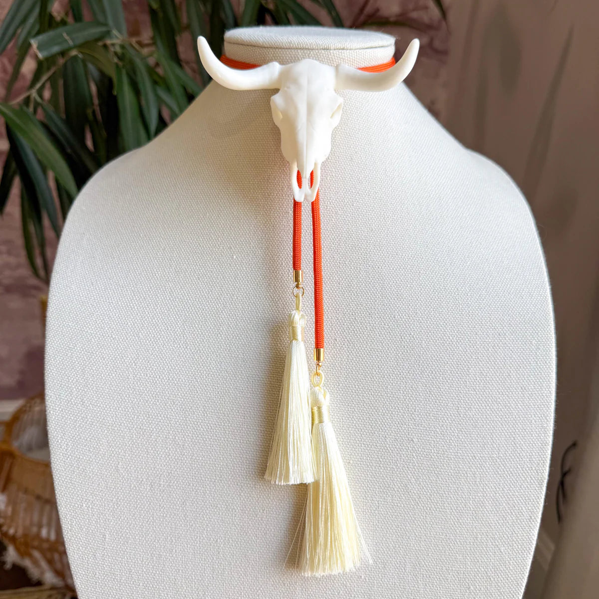 LONGHORN BOLO-IVORY/BURNT ORANGE/IVORY