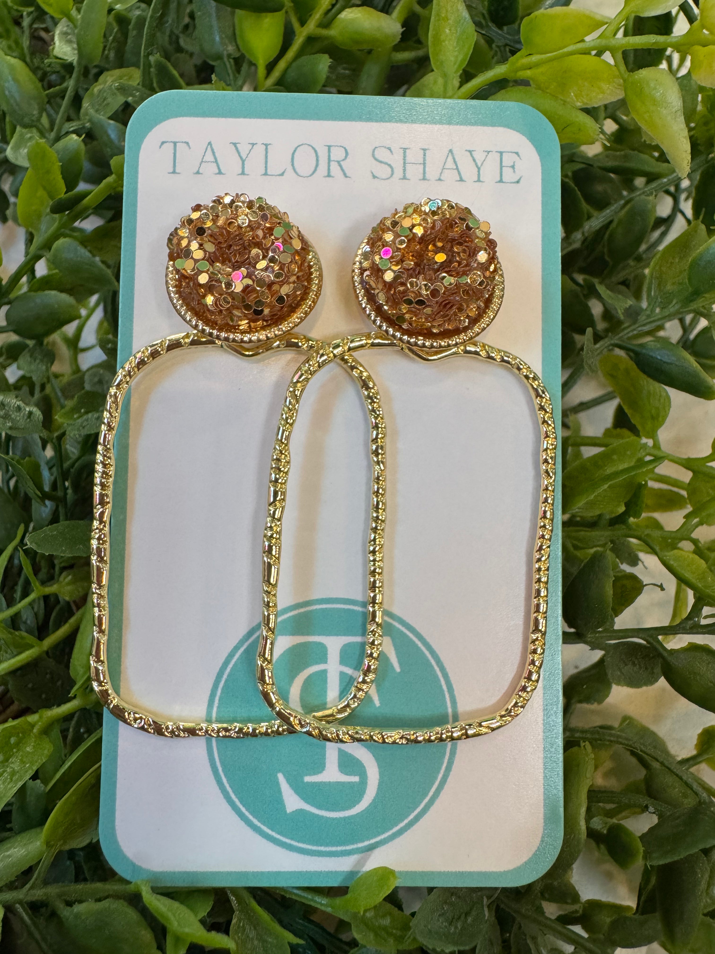 GLITTER TOP HOOPS-GOLD