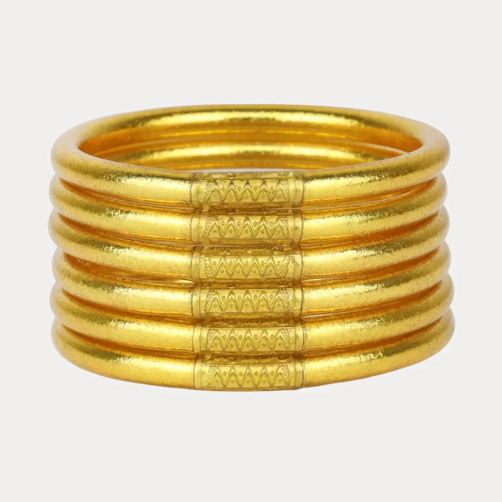 GOLD ALL WEATHER BANGLES-SERENITY PRAYER (SET OF 6)