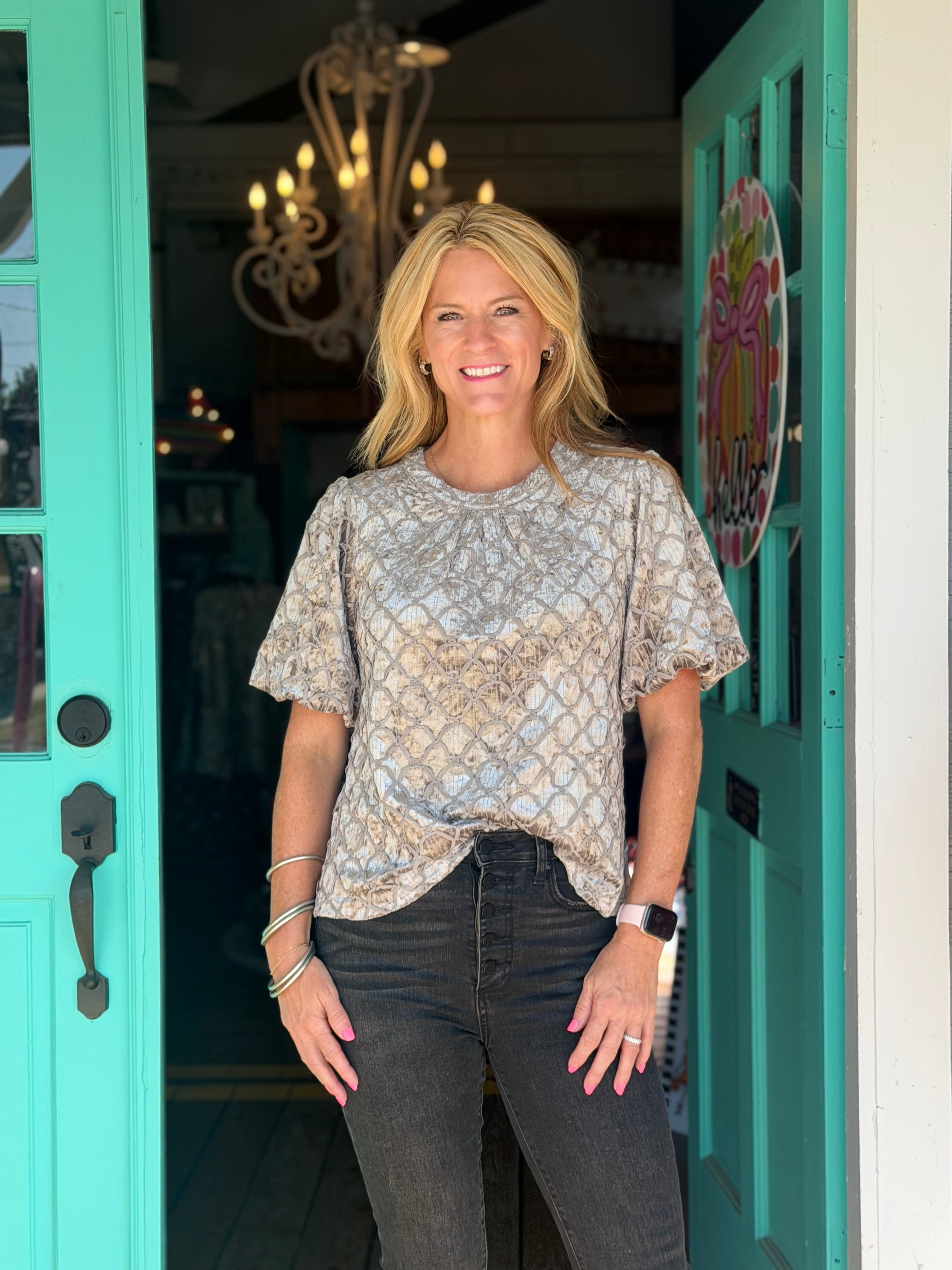 TRELLIS TRIMMED TOP