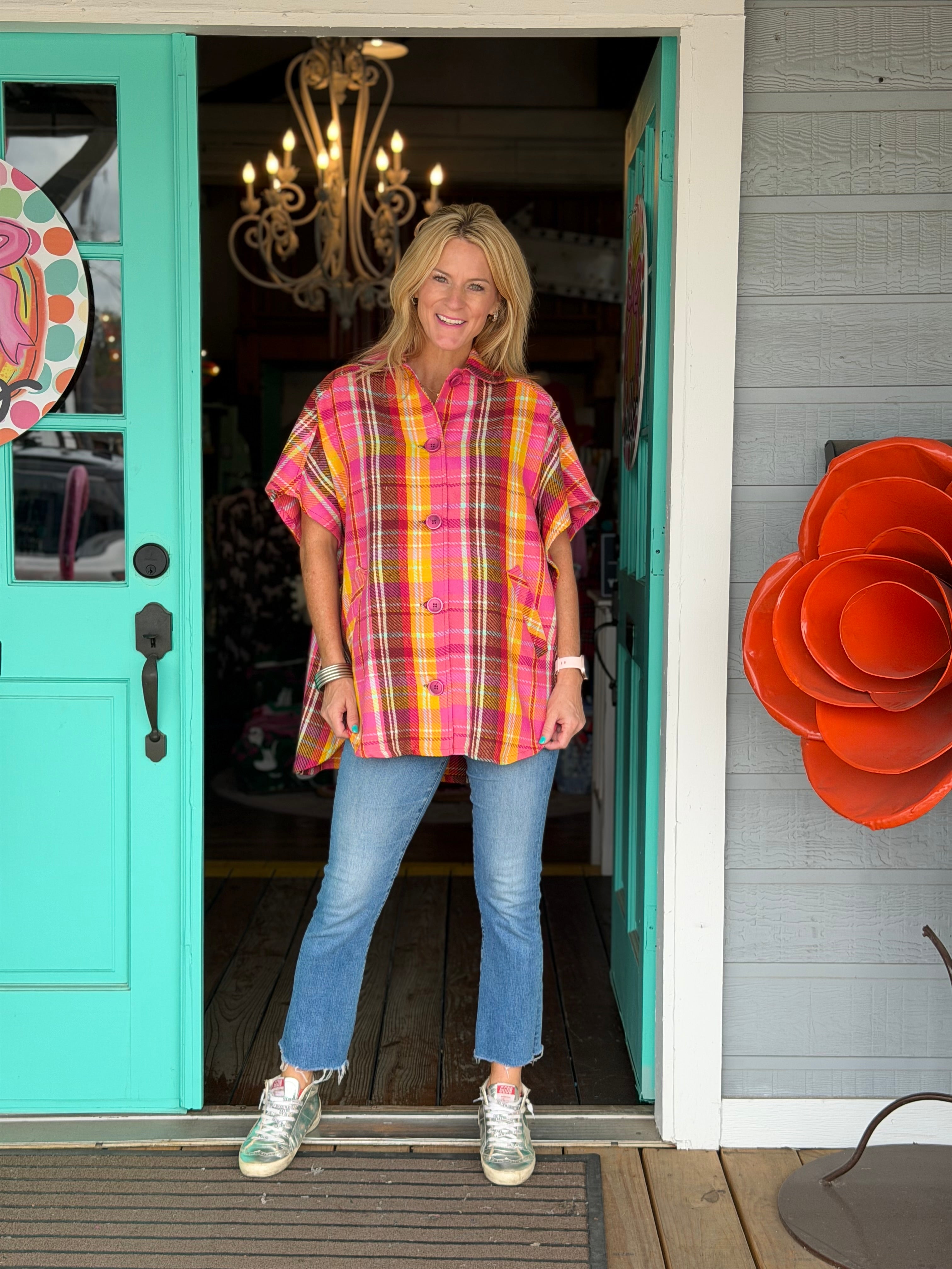 PLAID PONCHO BY IVY JANE