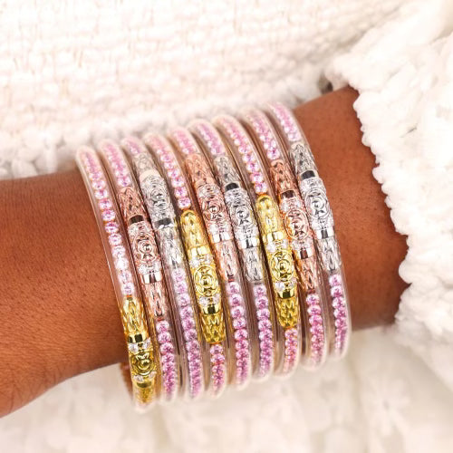 THREE QUEENS ALL WEATHER BANGLES-PETAL PINK LARGE