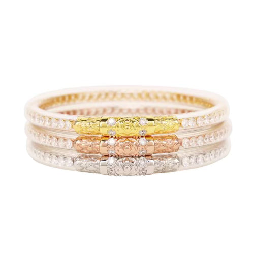 THREE QUEENS ALL WEATHER BANGLES-CLEAR CRYSTAL XL