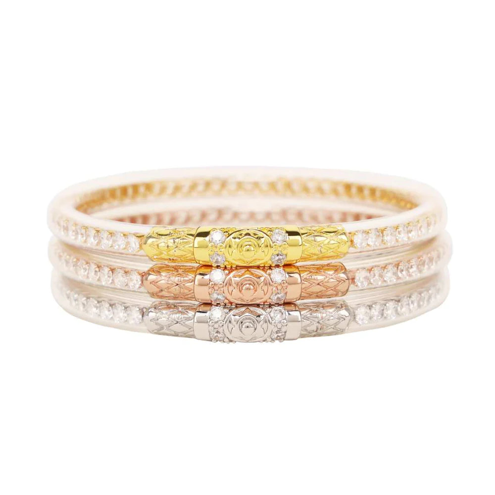 THREE QUEENS ALL WEATHER BANGLES-CLEAR CRYSTAL-MEDIUM