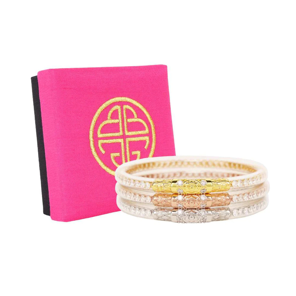 THREE QUEENS ALL WEATHER BANGLES-CLEAR CRYSTAL-MEDIUM