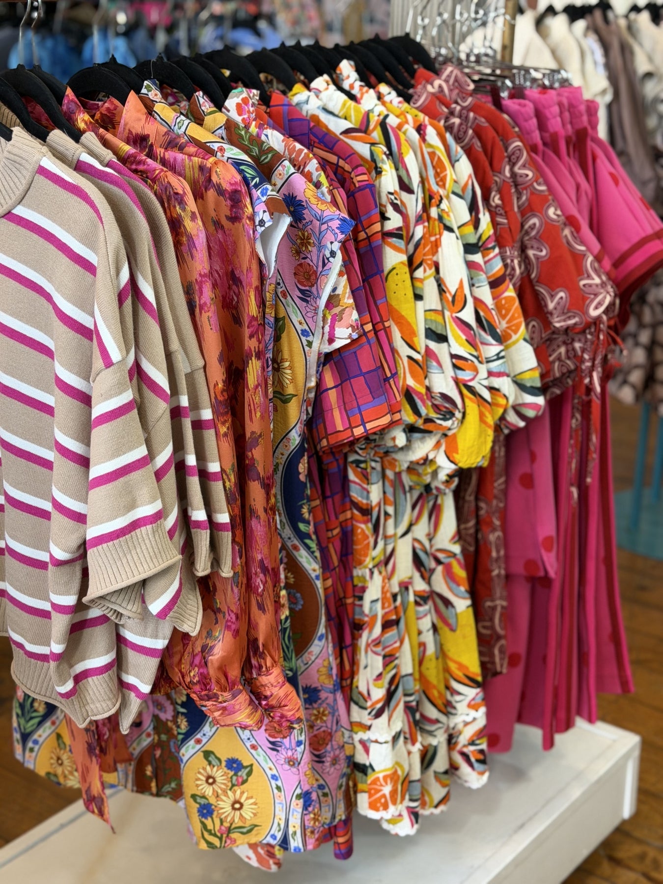 fall clothes on a rack
